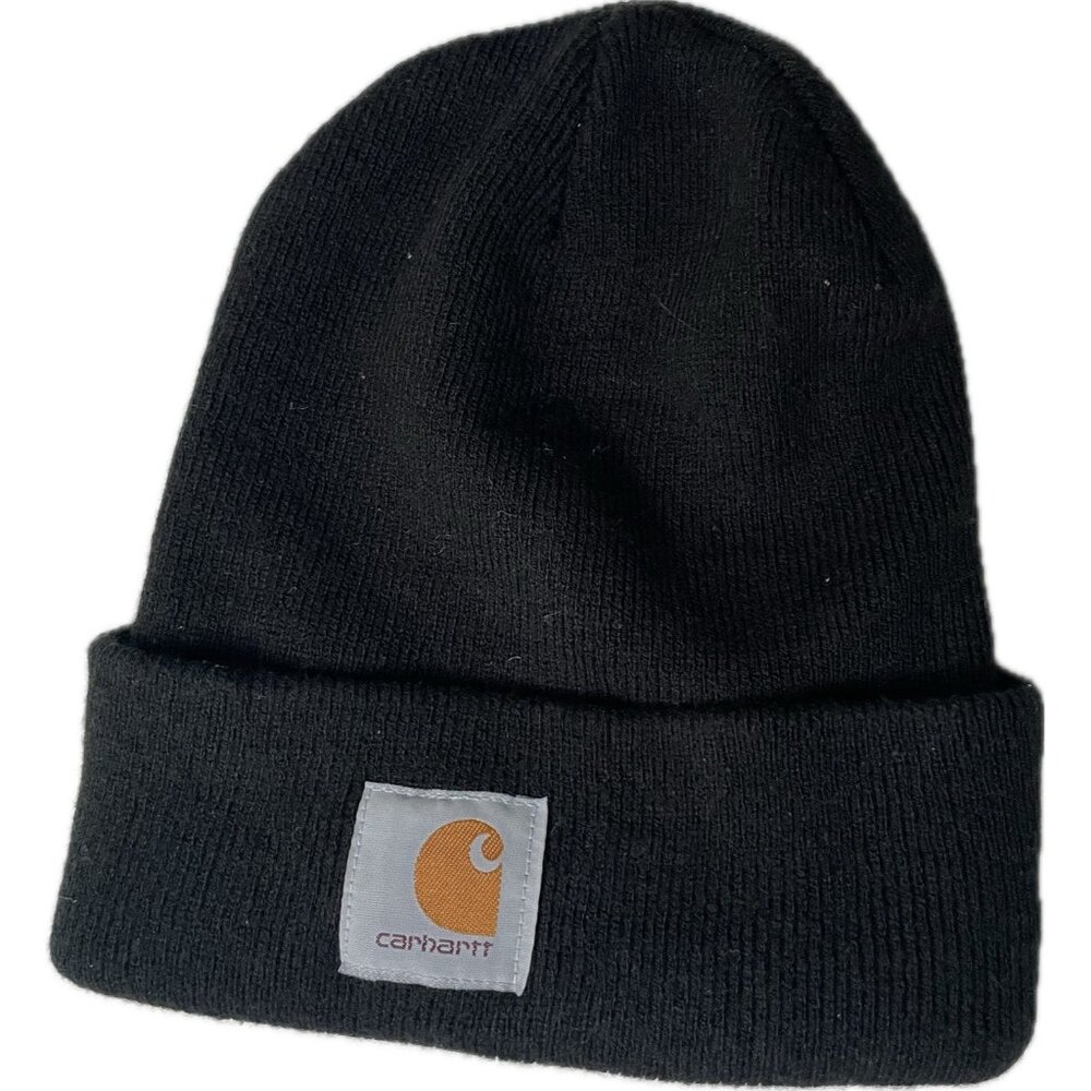 Carhartt Men's Beanie Cap Hat Logo Patch Knit Short Watch One Size Black